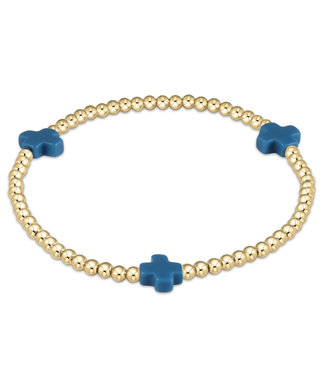 Signature Cross Gold Pattern 3mm- Cobalt - Molly's! A Chic and Unique Boutique 
