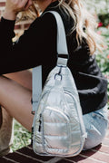Metallic Silver Sling Bag