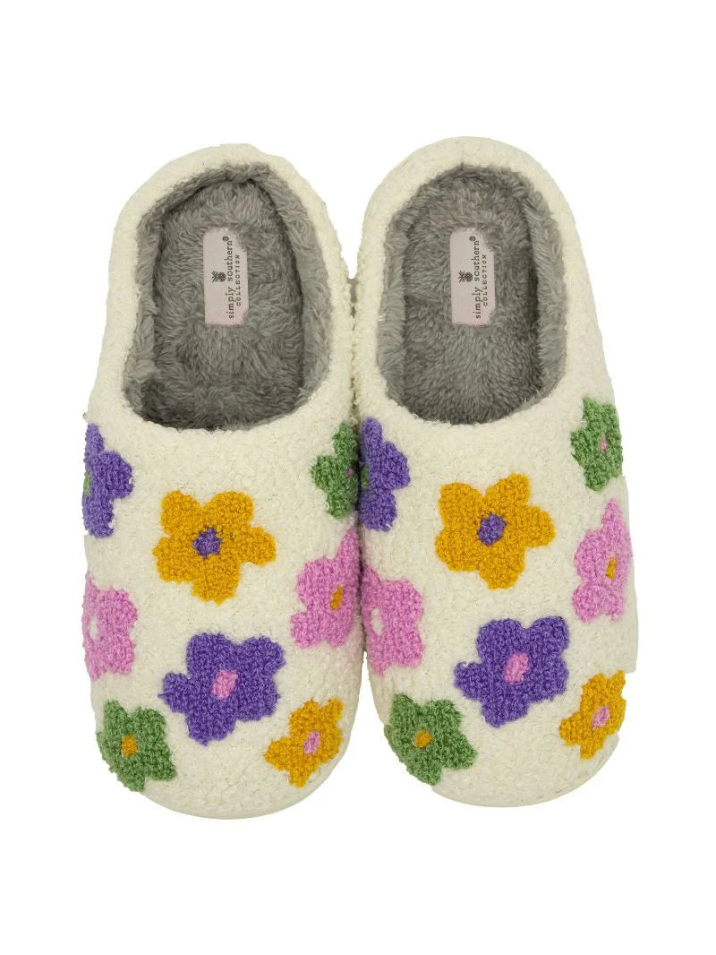 Simply Southern Collection Fuzzy Floral Slippers - Molly's! A Chic and Unique Boutique 