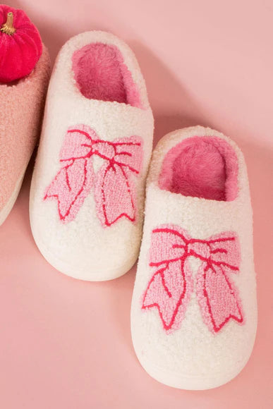 Simply Southern Collection Fuzzy Bow Slippers - Molly's! A Chic and Unique Boutique 