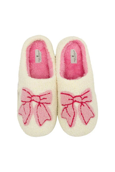 Simply Southern Collection Fuzzy Bow Slippers - Molly's! A Chic and Unique Boutique 