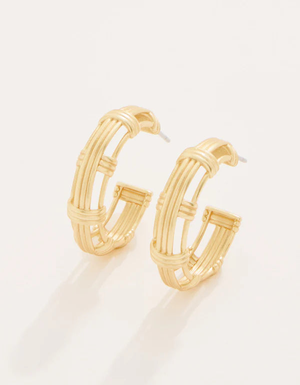 Spartina Basket Weave Hoop Earrings Gold *PREVIEW* - Molly's! A Chic and Unique Boutique 