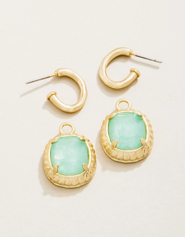 Karina Oval Drop Hoop Earrings Sea Foam - Molly's! A Chic and Unique Boutique 