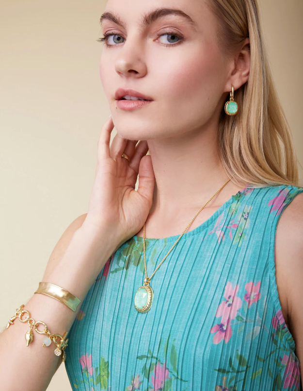 Karina Oval Drop Hoop Earrings Sea Foam - Molly's! A Chic and Unique Boutique 