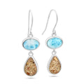 STEPPING STONE EARRINGS- LARIMAR AND SAND