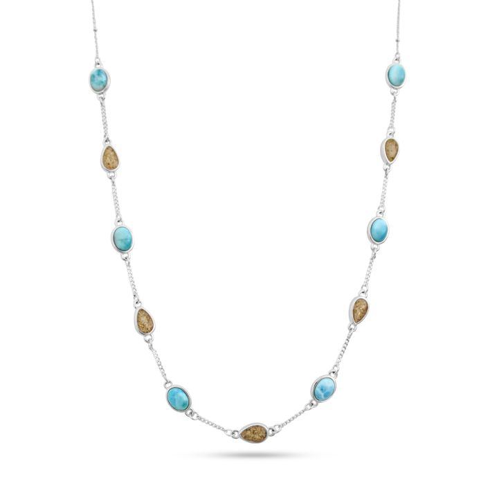 STEPPING STONE NECKLACE- LARIMAR & SAND