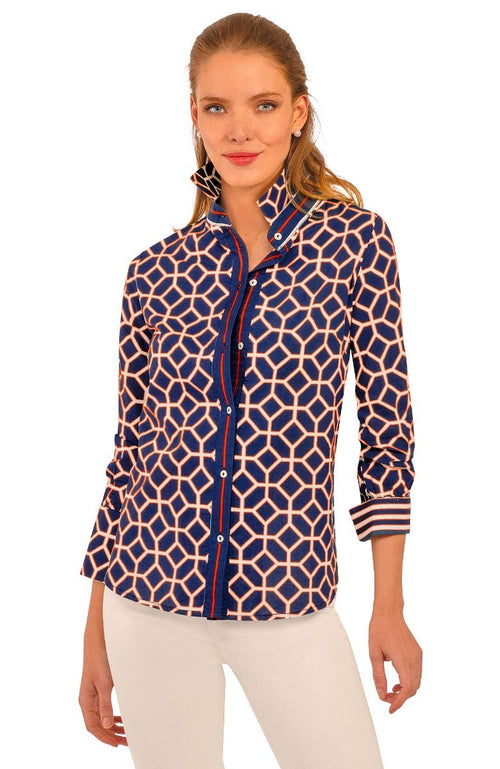 BOYFRIEND SHIRT-NAVY - Molly's! A Chic and Unique Boutique 