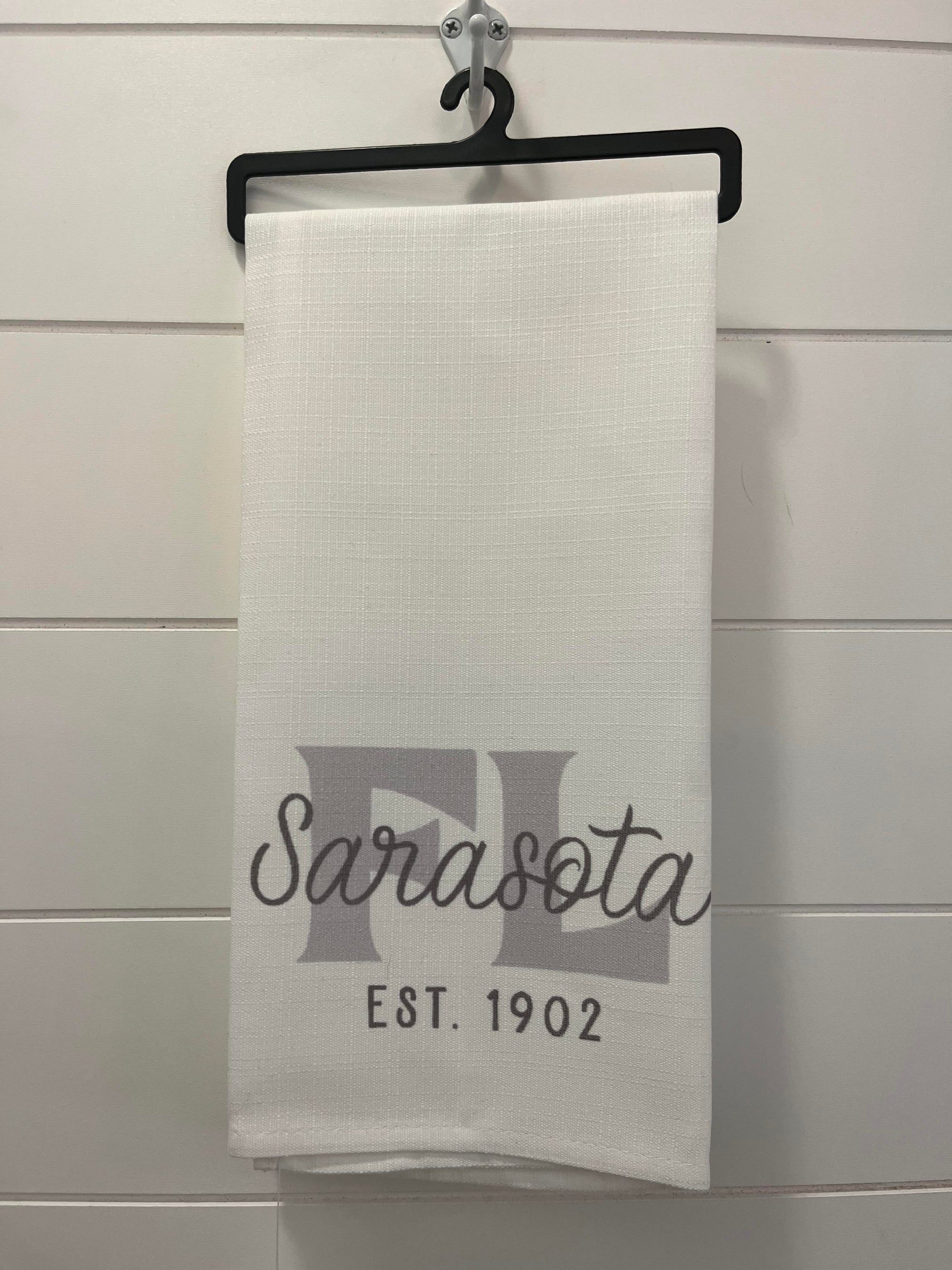 SARASOTA FL EST. 1921 DISH TOWEL - Molly's! A Chic and Unique Boutique 