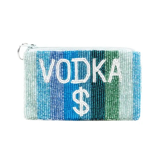 BLUE STRIPED VODKA$ POUCH - Molly's! A Chic and Unique Boutique 