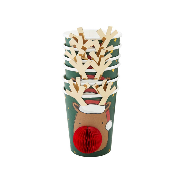 REINDEER PAPER PARTY CUP SET