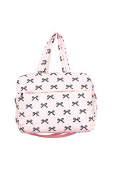 BLACK & PINK MINI BOWS DUFFEL WEEKENDER W/ PASS-THRU SLIP