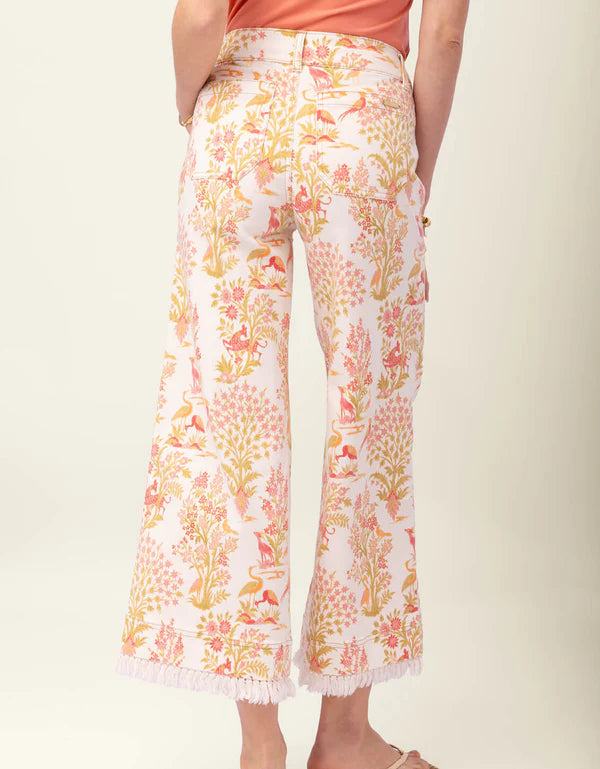 Pritchard Wide Leg Fringe Pull On Jean Castillo Toile Cream - Molly's! A Chic and Unique Boutique 