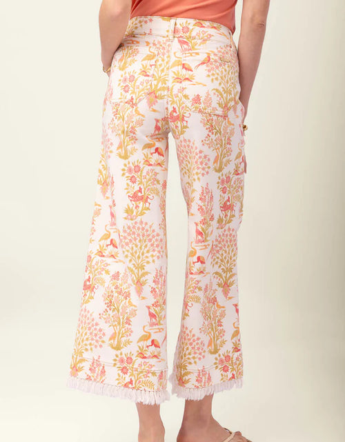 Pritchard Wide Leg Fringe Pull On Jean Castillo Toile Cream - Molly's! A Chic and Unique Boutique 