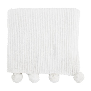 Ivory Chenille Pom Pom Blanket - Molly's! A Chic and Unique Boutique 