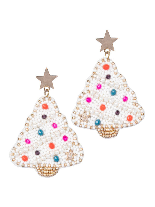 WHITE CHRISTMAS TREE EARRING - Molly's! A Chic and Unique Boutique 