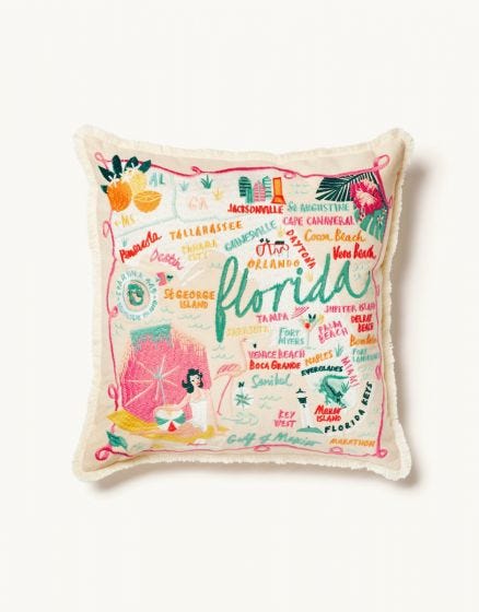FLORIDA EMBROIDERED PILLOW - Molly's! A Chic and Unique Boutique 