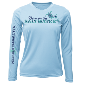 "Born On The Saltwater" Ice Blue Long Sleeve UPF 50+ Dry-Fit Shirt - Molly's! A Chic and Unique Boutique 