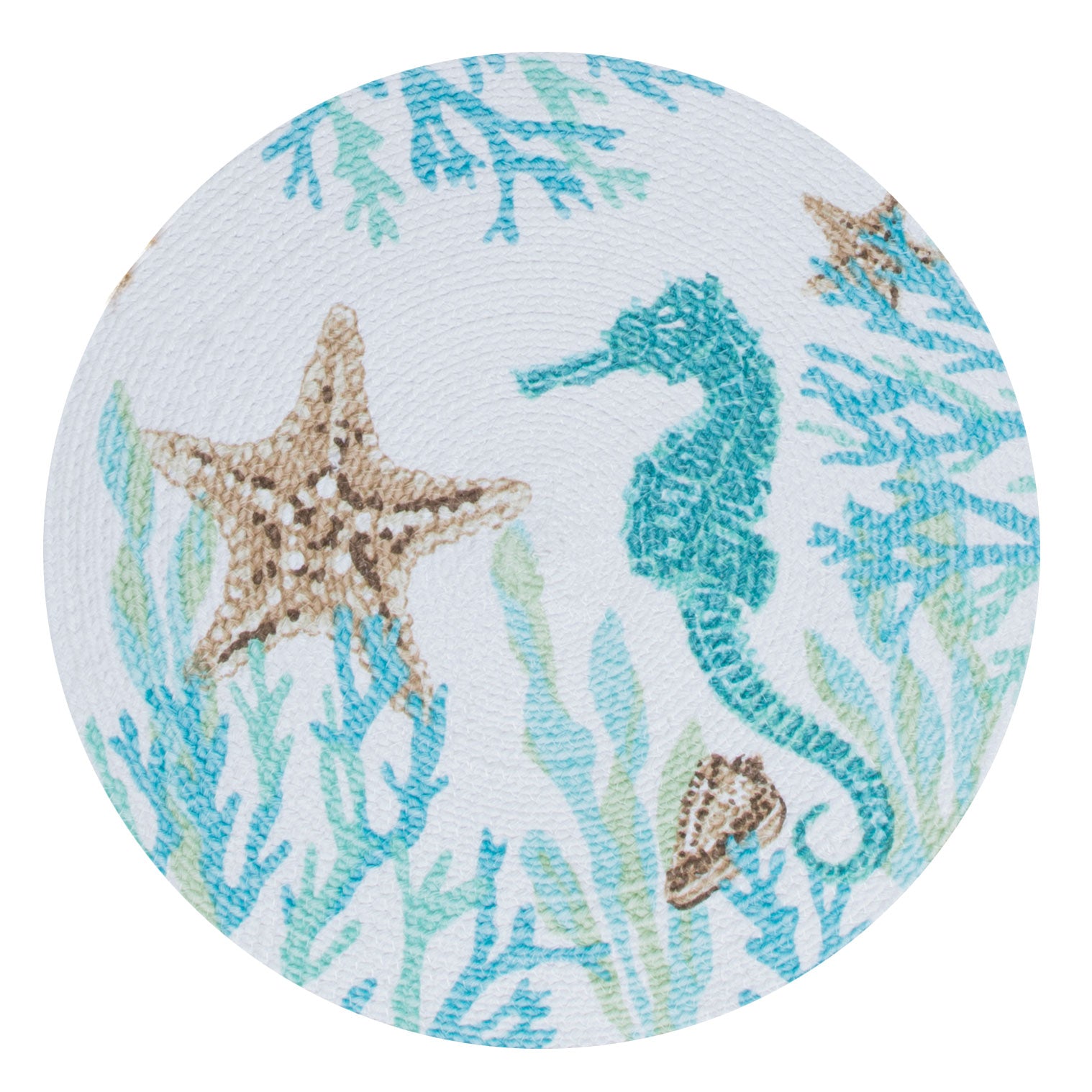 Seahorse & Starfish Braided Cotton Placemat 14.5 Inch - Molly's! A Chic and Unique Boutique 