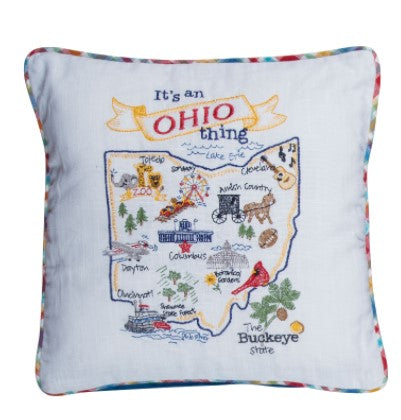 Ohio Embroidered Pillow - Molly's! A Chic and Unique Boutique 
