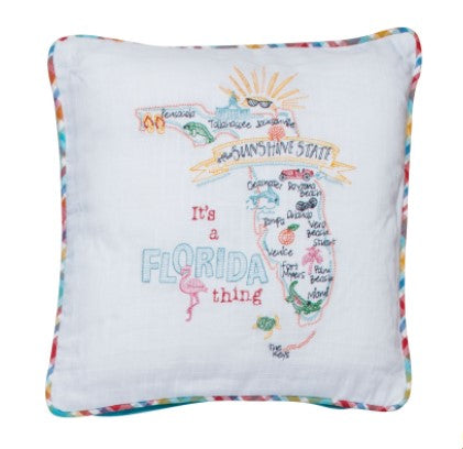 Florida Embroidered Pillow - Molly's! A Chic and Unique Boutique 