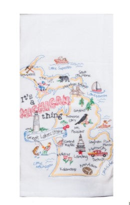 Michigan Embroidered Flour Sack Towel - Molly's! A Chic and Unique Boutique 