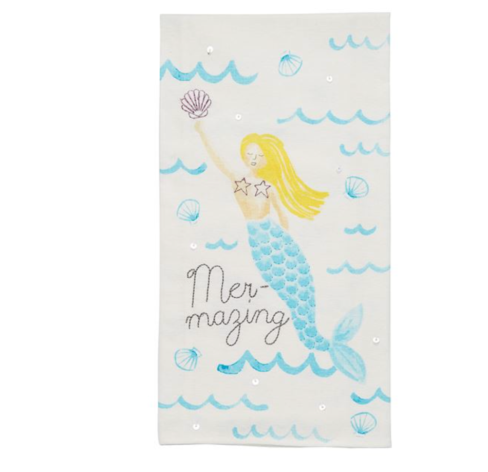 MER-MAZING EMBROIDERED SEQUIN HAND TOWEL - Molly's! A Chic and Unique Boutique 