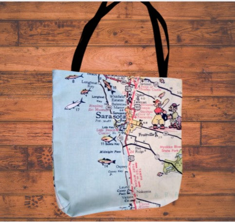 SARASOTA MAP TOTE BAG - Molly's! A Chic and Unique Boutique 