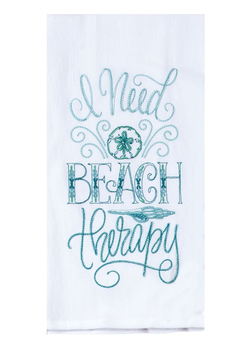 BEACH THERAPY EMBROIDERED FLOUR SACK TOWL - Molly's! A Chic and Unique Boutique 