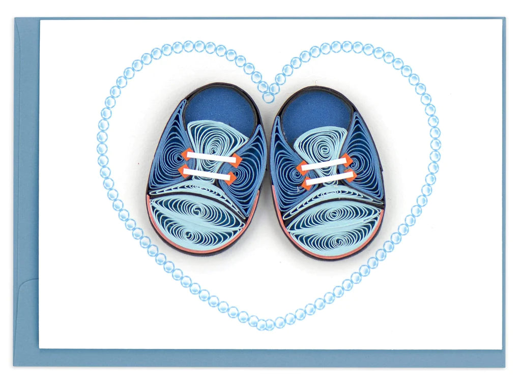 Quilled Blue Baby Booties Gift Enclosure Mini Card - Molly's! A Chic and Unique Boutique 