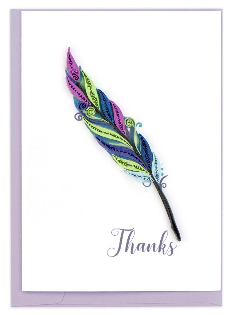 Quilled Feather Thanks Gift Enclosure Mini Card - Molly's! A Chic and Unique Boutique 