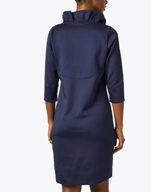 NAVY RUFFLENECK JERSEY DRESS - Molly's! A Chic and Unique Boutique 