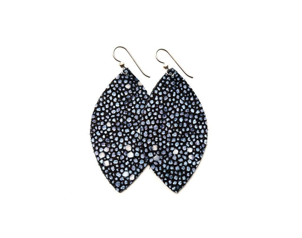 LEATHER EARRINGS - BLUE SPECKLED (SMALL) - Molly's! A Chic and Unique Boutique 