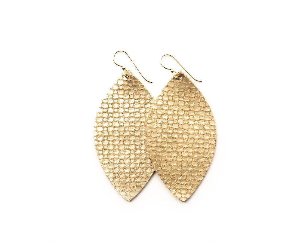 LEATHER EARRINGS - GOLD COBBLESTONE (LARGE) - Molly's! A Chic and Unique Boutique 