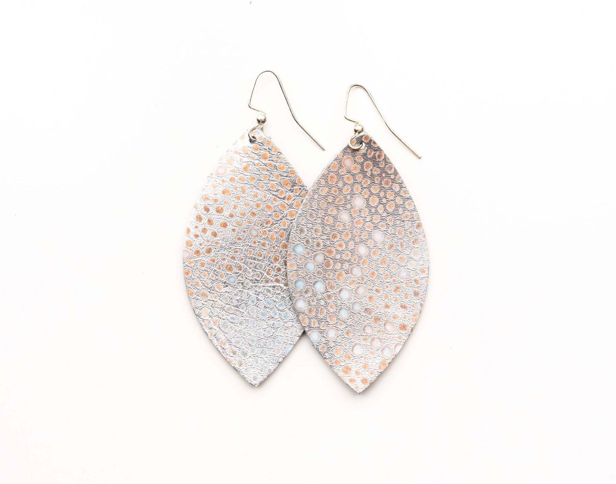 LEATHER EARRINGS - SILVER METALLIC SPECKLED (SMALL) - Molly's! A Chic and Unique Boutique 