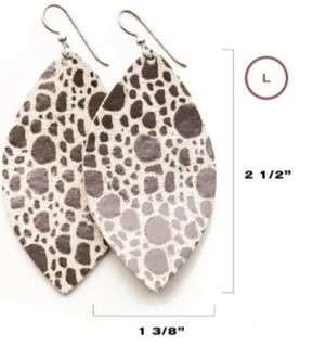 LEATHER EARRINGS -SILVER SHIMMER (LARGE) - Molly's! A Chic and Unique Boutique 