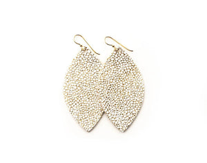 LEATHER EARRINGS - WHITE/GOLD SPECKLED (SMALL) - Molly's! A Chic and Unique Boutique 