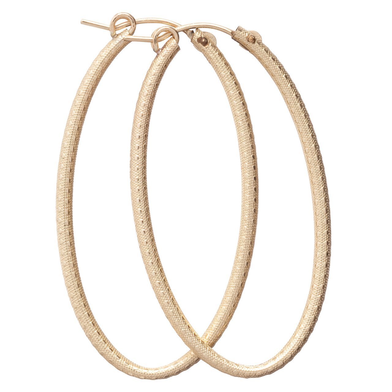 OVAL GOLD 2" HOOP- TEXTURED - Molly's! A Chic and Unique Boutique 