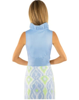 RUFFLE NECK TOP - SLEEVELESS (PERIWINKLE)- TPRNNS - Molly's! A Chic and Unique Boutique 