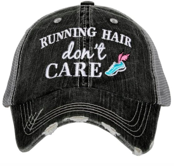 RUNNING HAIR DON'T CARE TRUCKER HAT KDC-TC-464GRY - Molly's! A Chic and Unique Boutique 