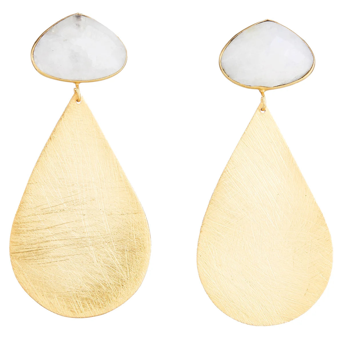 MOONSTONE WITH LARGE GOLD TEARDROP EARRINGS - Molly's! A Chic and Unique Boutique 