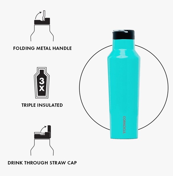 Insulated Water Bottle with Straw - Classic Sport Canteen