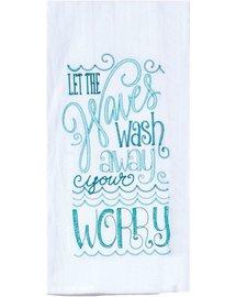 WAVES AND WORRIES EMBROIDERED FLOUR SACK TOWEL - Molly's! A Chic and Unique Boutique 